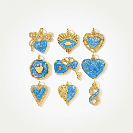 Pendentif femme en acier inoxydable doré, orné d'un cœur en opale romantique (1 pièce)