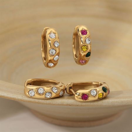 Boucles d'oreilles créoles rétro rondes couleur or pour femmes
