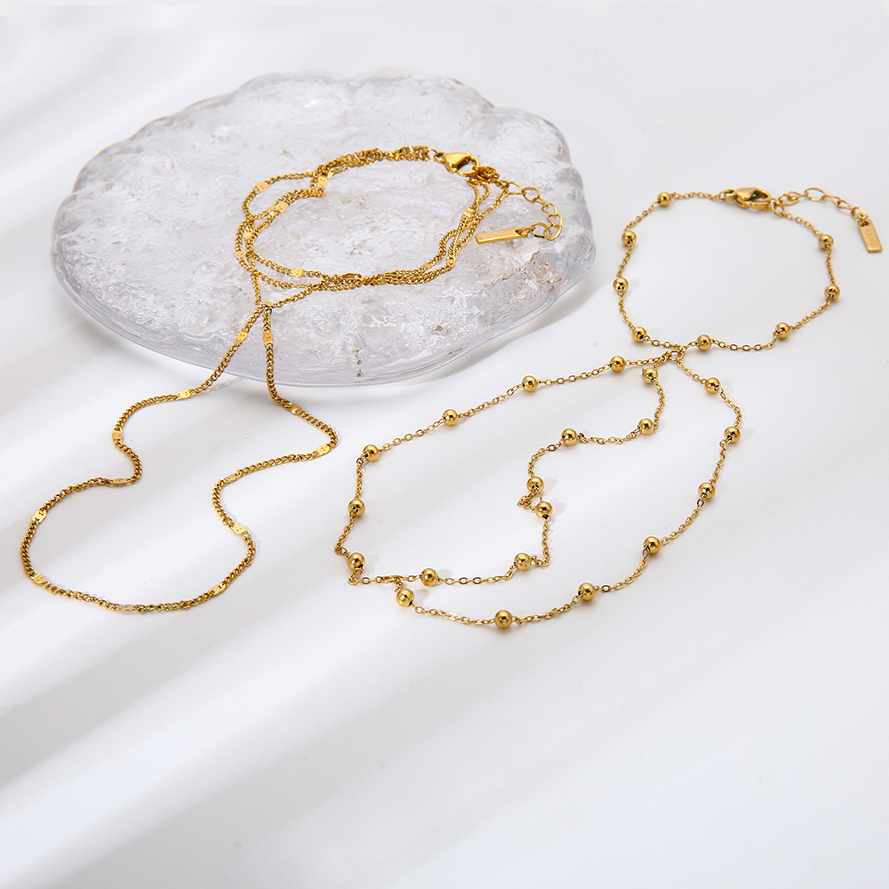 Bracelet Chaîne Pour Femme Simple Series Daily Chain En Acier Inoxydable Étanche Couleur Or h5Image3