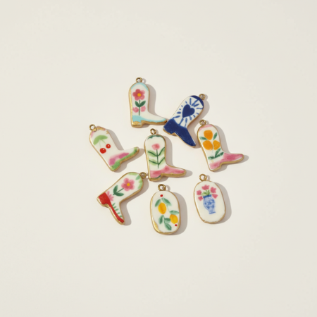 Pendentifs pour femmes en céramique végétale naturelle aux couleurs dorées 2