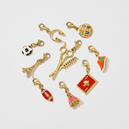 Pendentifs pour femmes en acier titane doré avec fermoir mousqueton, collection Sports Series (à faire soi-même)