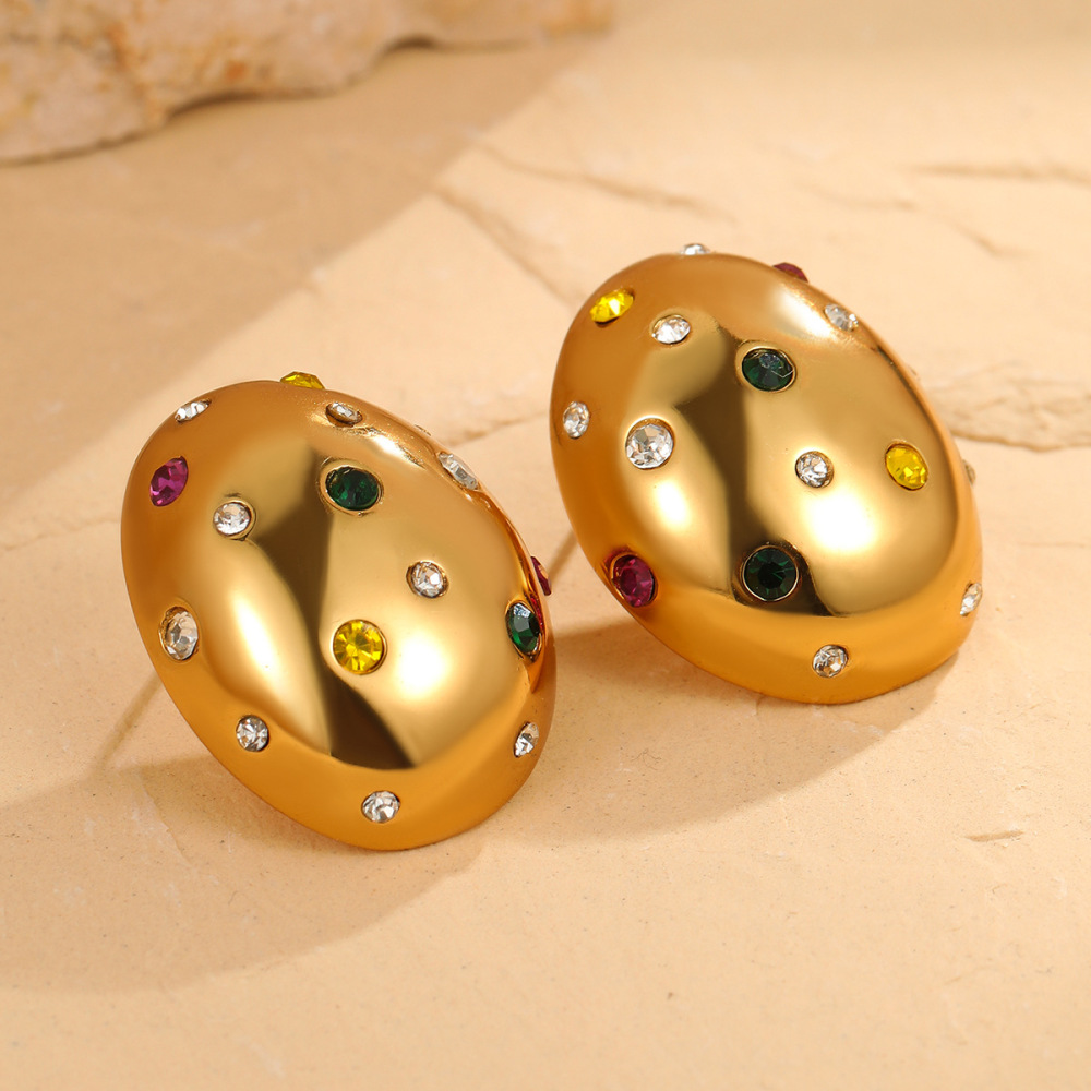 Boucles D'Oreilles Puces Élégantes En Forme De Goutte, En Acier Inoxydable Imperméable Et Plaqué Or 18 Carats, Pour Femme. Image3