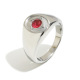 Bague en acier avec motif géométrique et diamant rouge/numéro 6 Image4