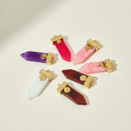 Pendentifs pour femmes en acrylique simple de forme irrégulière, acier titane couleur or