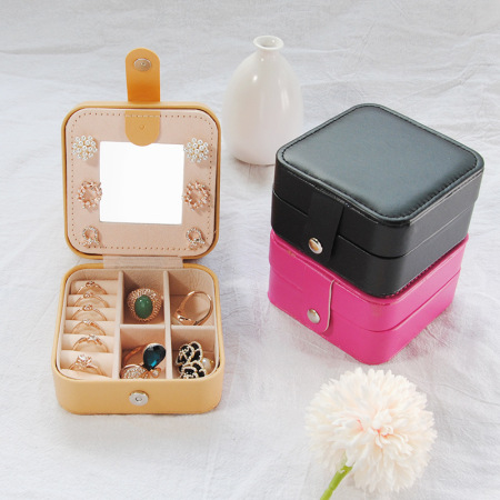 Boîtes à bijoux en PU de couleur unie douce de la série Simple