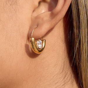 Boucles D'Oreilles Créoles Modernes Pour Femmes, En Acier Inoxydable Doré, Imperméables Et Anti-Ternissement h5 Image3