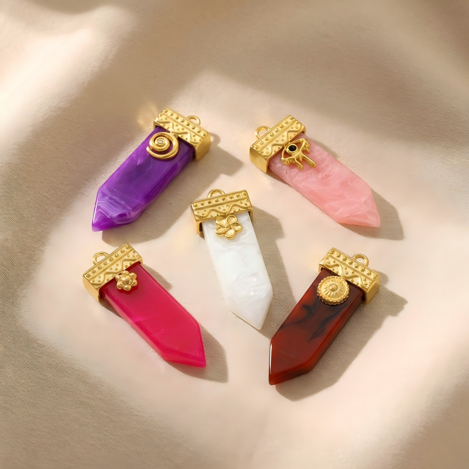 Pendentifs Pour Femmes En Acrylique Simple De Forme Irrégulière, Acier Titane Couleur Or Image3