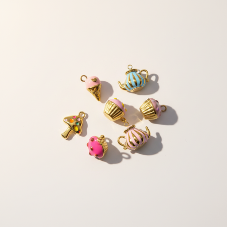 Pendentif femme en acier inoxydable doré, imperméable, motif dessert mignon (1 pièce)
