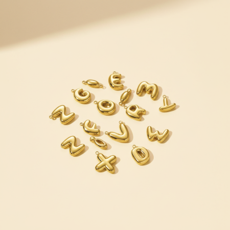 Pendentif classique pour femme, en acier inoxydable, couleur or, avec lettre (1 pièce)
