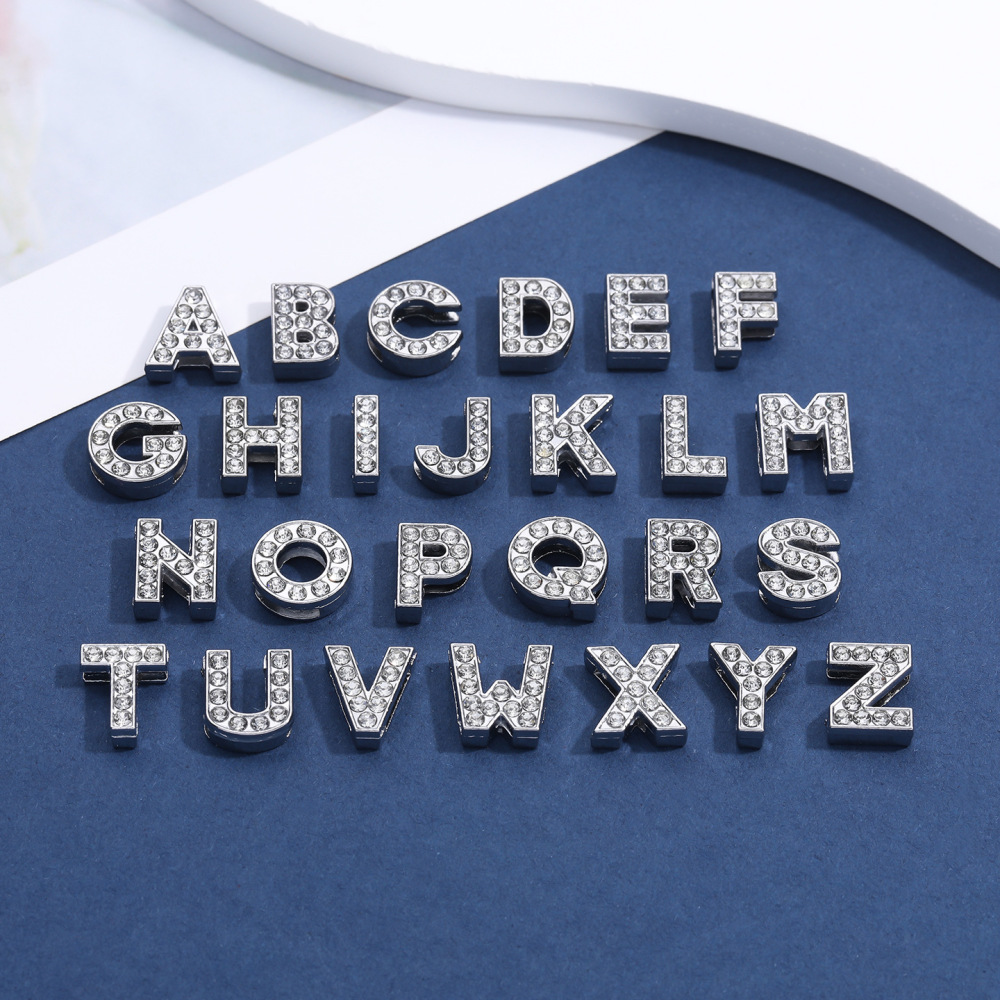 Perles En Alliage Brillantes À Faire Soi-Même, Lettres Et Chiffres, Bijoux. Image6