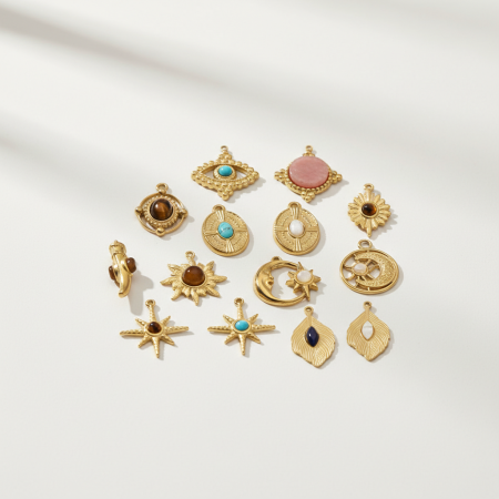 Pendentif luxueux en pierres naturelles pour femme, 1 pièce