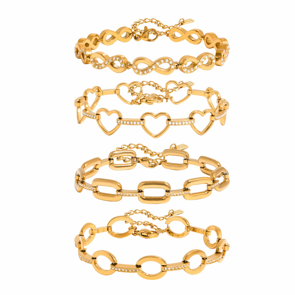 Bracelet Chaîne Pour Femme En Acier Inoxydable Doré, Imperméable Et Anti-Ternissement, Collection Ornate. Image7