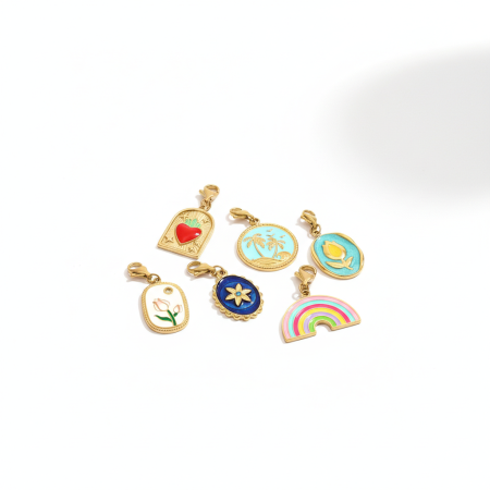 Pendentifs géométriques à faire soi-même en acier titane, fermoir mousqueton, couleur or, pour femmes 2