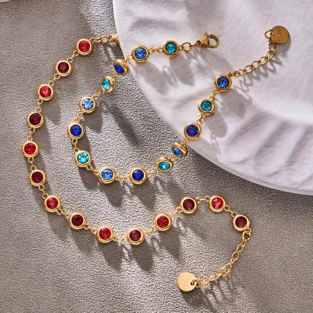 Bracelets à maillons pour femmes, luxueux, colorés, en acier inoxydable doré, imperméables et anti-ternissement.