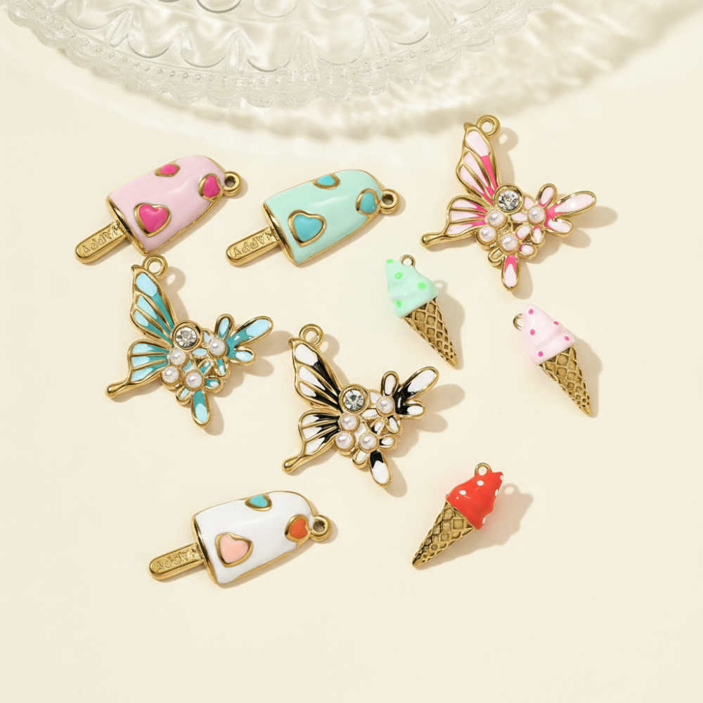 Pendentif Femme En Acier Inoxydable Doré, Étanche, Motif Gourmandises (1 Pièce) h5Image3