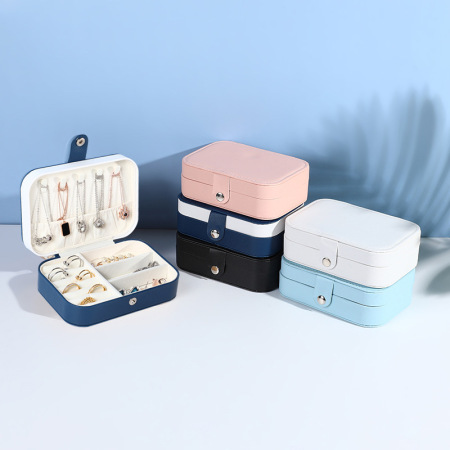 Boîtes à bijoux rétro couleur unie en PU de la série Simple 2