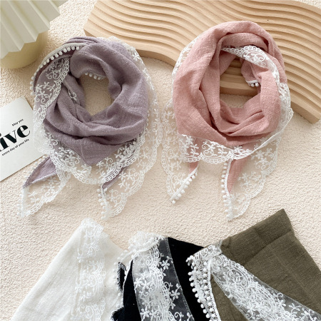 Magnifiques foulards d'été en coton tissé et dentelle pour femmes