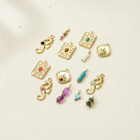 Pendentif rectangulaire quotidien en pierres naturelles pour femme, 1 pièce