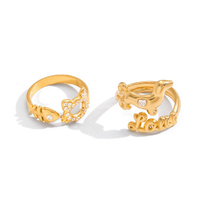 Bagues Tendance En Acier Inoxydable Doré Avec Zircon, Ornées D'Un Motif Animal Mignon. Imperméables Et Anti-Ternissement. h5 Image6