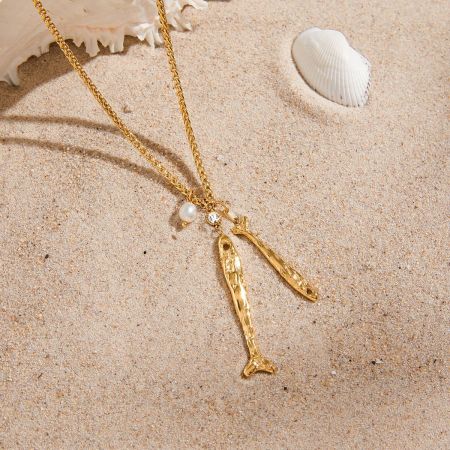 Colliers pendentifs pour femmes Luster Fish en acier inoxydable couleur or, imperméables et anti-ternissement