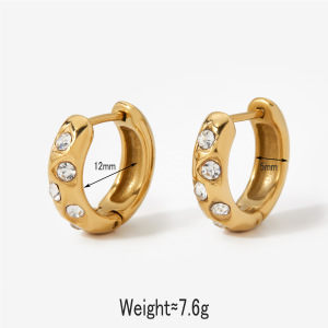 Boucles D'Oreilles Créoles Rétro Rondes Couleur Or Pour Femmes h5 Image4
