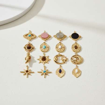 Pendentif luxueux en pierres naturelles pour femme, 1 pièce 2