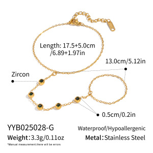 Chaîne De Poignet Pour Femme En Acier Inoxydable Étanche Couleur Or Avec Zircon, Collection Simple Series h5