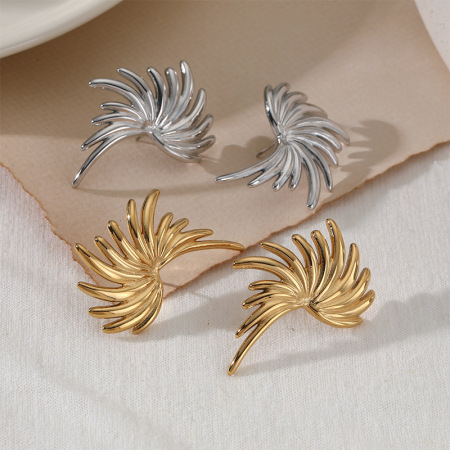 Boucles d'oreilles puces pour femmes, style punk simple, en acier inoxydable, étanches, couleur or 2