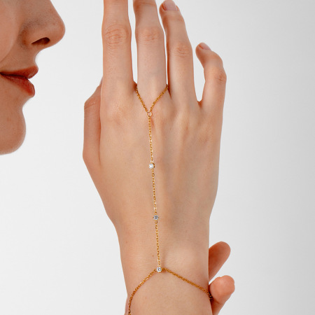 Bracelet chaîne simple Daily Chain Circle en acier inoxydable étanche couleur or avec zircon pour femme