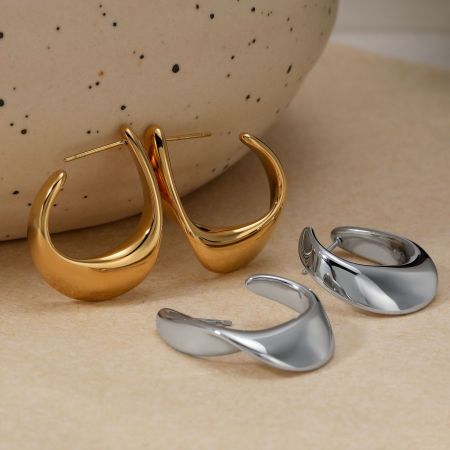 Boucles d'oreilles pendantes pour femmes, en acier inoxydable, étanches, de forme ronde. 2