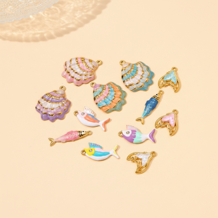 Pendentif femme en acier inoxydable étanche, motif poisson glamour (1 pièce)