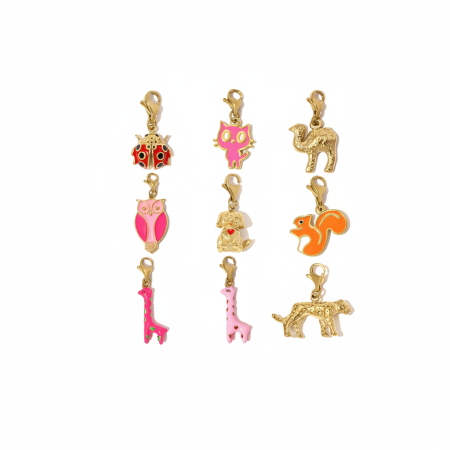 Pendentifs pour femmes en acier titane, série animaux, avec fermoir mousqueton et fermoir doré 2