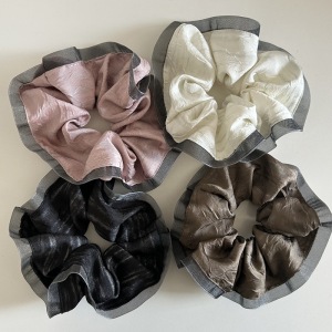 Chouchous Pour Femmes En Tissu Uni Uni De La Collection Rétro Simple Series h5 Image2