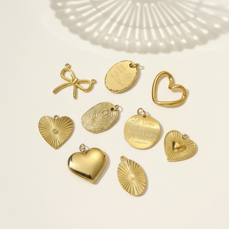 Pendentif élégant en forme de cœur, en acier inoxydable étanche, couleur or, pour femme (1 pièce) 2
