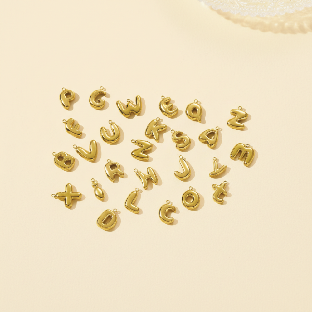 Pendentif Classique Pour Femme, En Acier Inoxydable, Couleur Or, Avec Lettre (1 Pièce) h5Image3