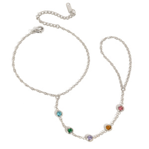 Bracelet De Main Pour Femme Daily Round Zircon, Léger, En Acier Inoxydable, Imperméable Et Anti-Ternissement h5 