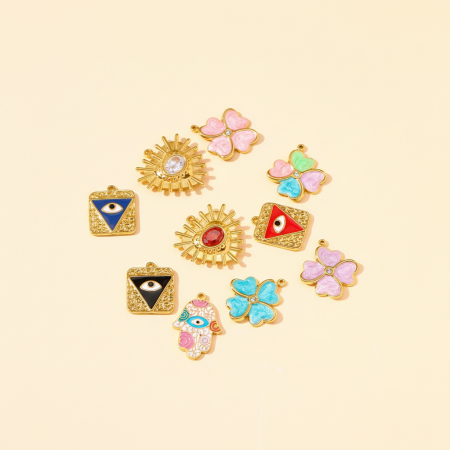 Pendentif trèfle à quatre feuilles rétro pour femme, 1 pièce 2