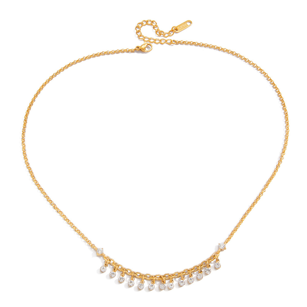 Colliers Pendentifs Pour Femmes En Acier Inoxydable Doré Brillant, Imperméables Et Anti-Ternissement, Avec Pendentif Rond Lustré