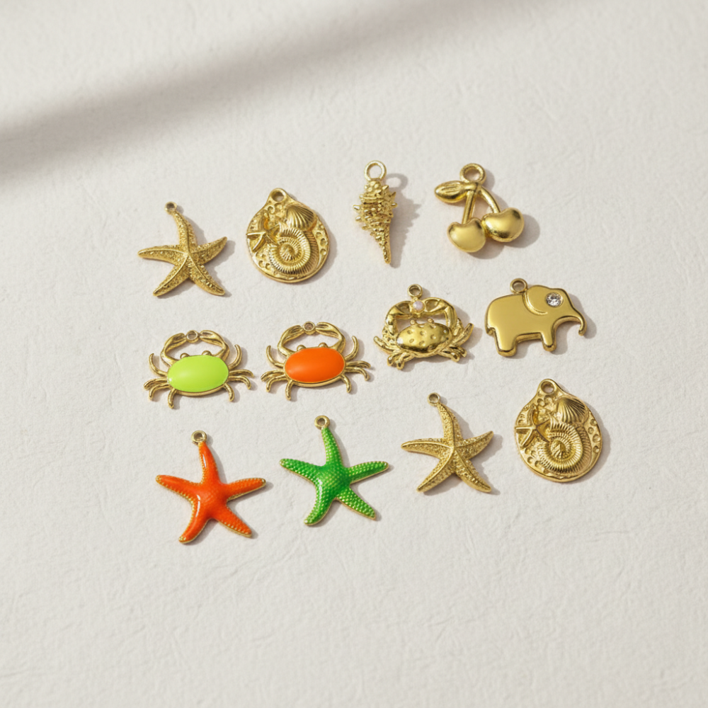 Pendentif Femme Luxueux En Acier Inoxydable Doré, Motif Crabe, À Monter Soi-Même (1 Pièce) Image3