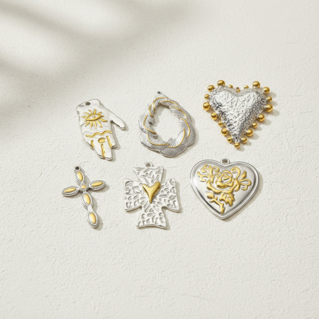 Pendentif croix pour femme, en acier inoxydable étanche, couleurs or et argent (1 pièce)