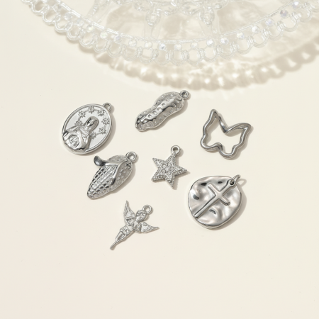 Pendentif femme en acier inoxydable étanche, magnifique, en forme d'ange (1 pièce) 2