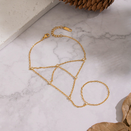 Chaîne élégante en acier inoxydable étanche couleur or avec zircon pour femme