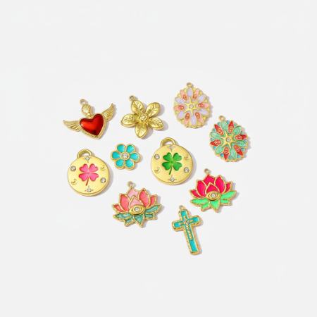Pendentif femme luxueux en acier inoxydable doré, étanche, à personnaliser soi-même, motif floral (1 pièce)