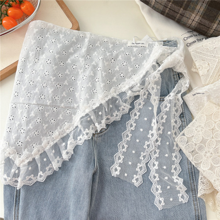 Écharpes d'été romantiques en coton ajouré et dentelle pour femmes 2