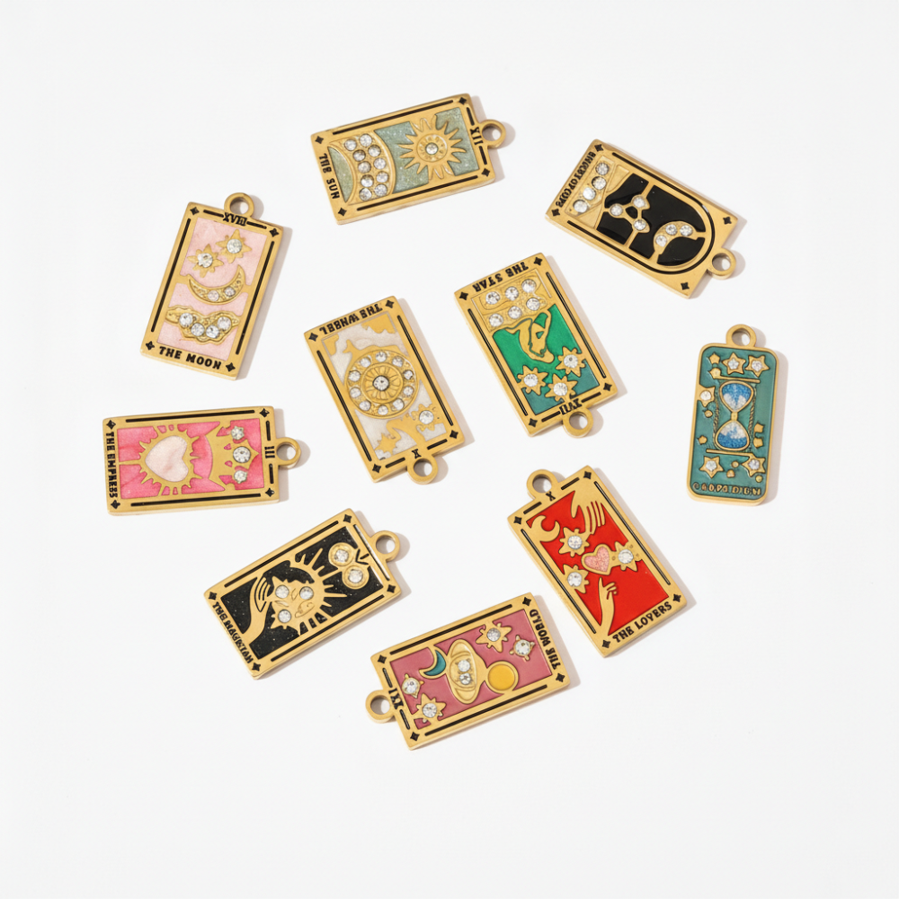 Pendentifs Pour Femmes En Acier Titane, Couleur Or, Imperméables Et Anti-Ternissement, Avec Motif De Tarot Orné h5Image3