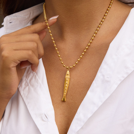 Colliers pendentifs pour femmes Luster Fish en acier inoxydable couleur or, imperméables et anti-ternissement 2