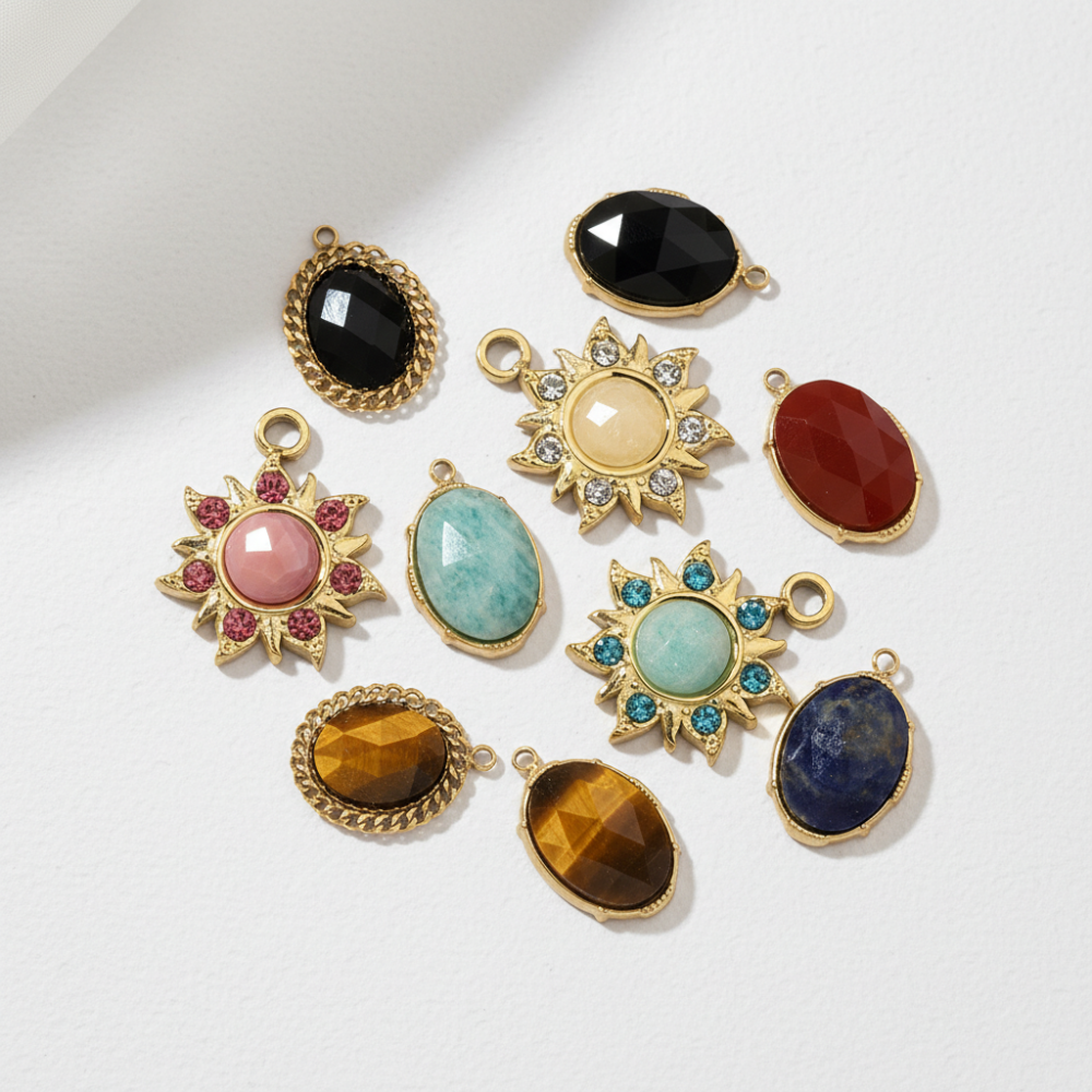 Pendentif Ovale Classique Pour Femme En Pierres Naturelles, 1 Pièce Image3