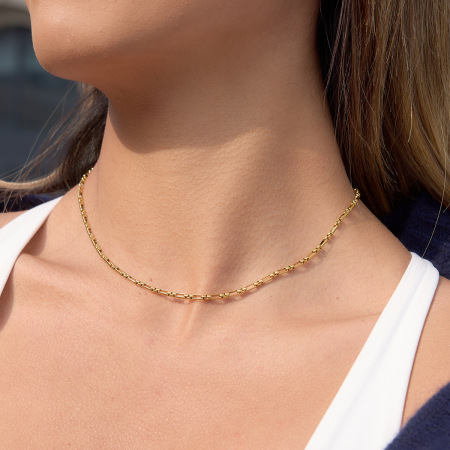 Collier minimaliste en acier inoxydable doré, imperméable et anti-ternissement, pour femme