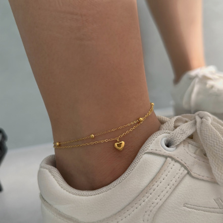 Bracelets de cheville Daily Heart en acier inoxydable étanche couleur or 2