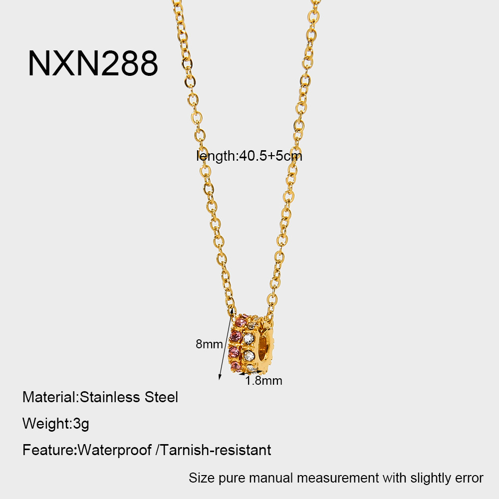 Colliers Pendentifs Élégants Pour Femmes, En Acier Inoxydable, Couleur Or, Avec Zircon Et Forme Un Cercle Étanche. 